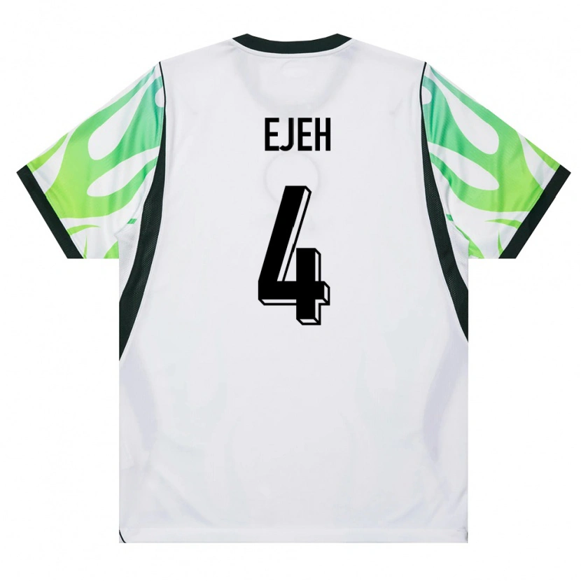 Danxen Mujer Camiseta Nigeria Isaiah Ejeh #4 Blanco Verde 2ª Equipación 26-28 La Camisa México