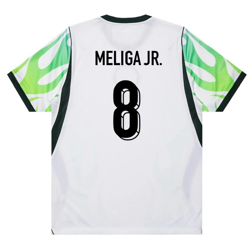 Danxen Mujer Camiseta Nigeria Promise Meliga Jr. #8 Blanco Verde 2ª Equipación 26-28 La Camisa México