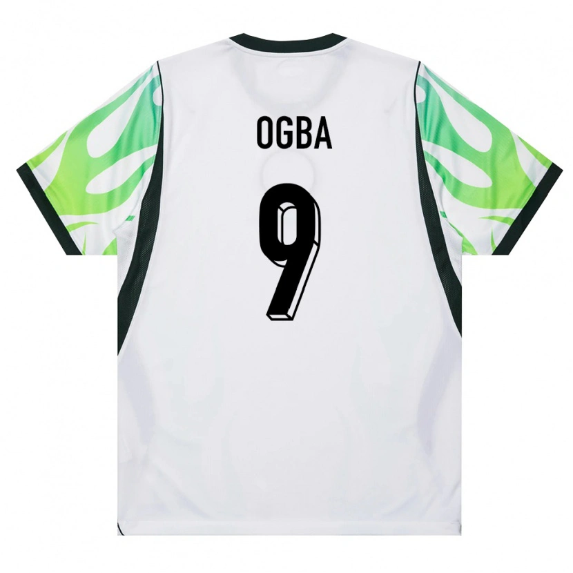 Danxen Mujer Camiseta Nigeria Ifeanyi Ogba #9 Blanco Verde 2ª Equipación 26-28 La Camisa México