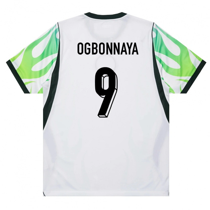 Danxen Mujer Camiseta Nigeria Sunday Ogbonnaya #9 Blanco Verde 2ª Equipación 26-28 La Camisa México