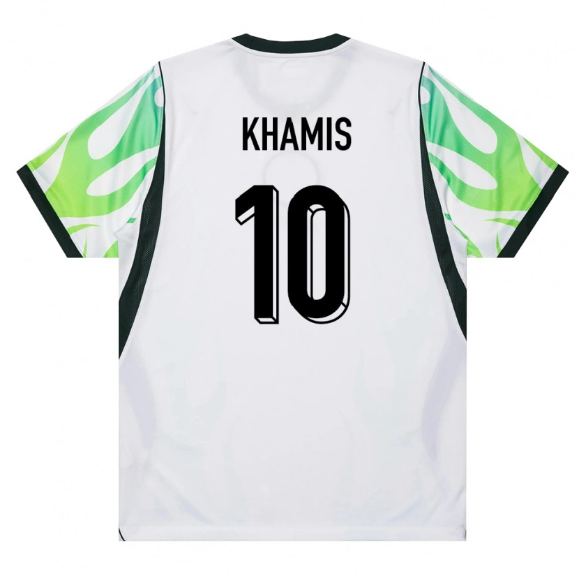 Danxen Mujer Camiseta Nigeria Idris Khamis #10 Blanco Verde 2ª Equipación 26-28 La Camisa México