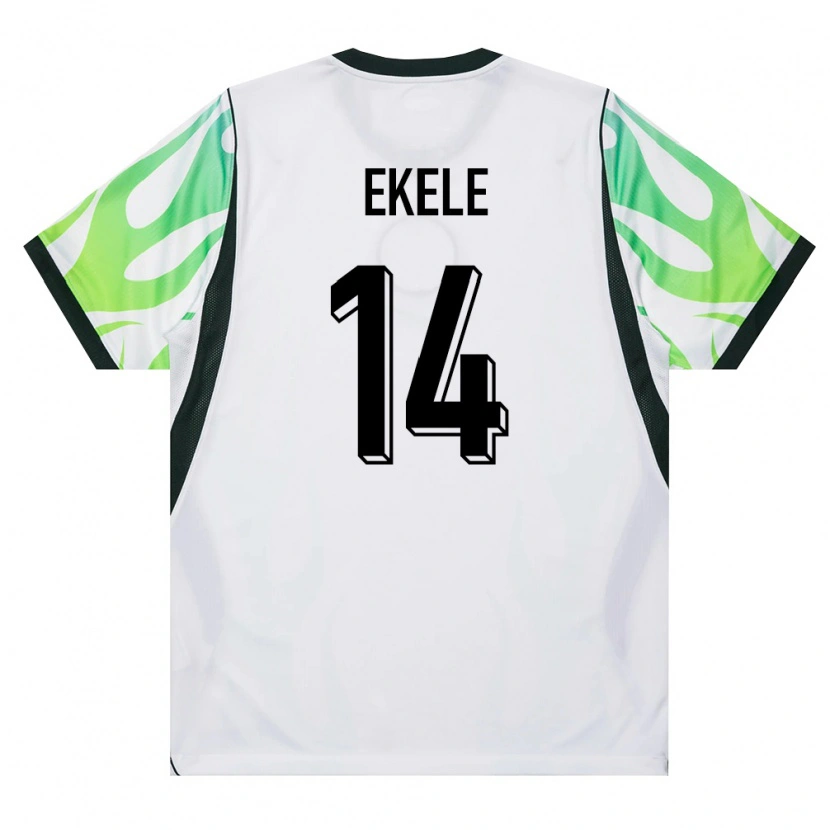 Danxen Mujer Camiseta Nigeria Emmanuel Ekele #14 Blanco Verde 2ª Equipación 26-28 La Camisa México