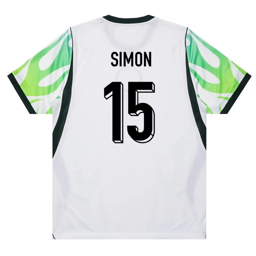 Danxen Mujer Camiseta Nigeria Moses Simon #15 Blanco Verde 2ª Equipación 26-28 La Camisa México