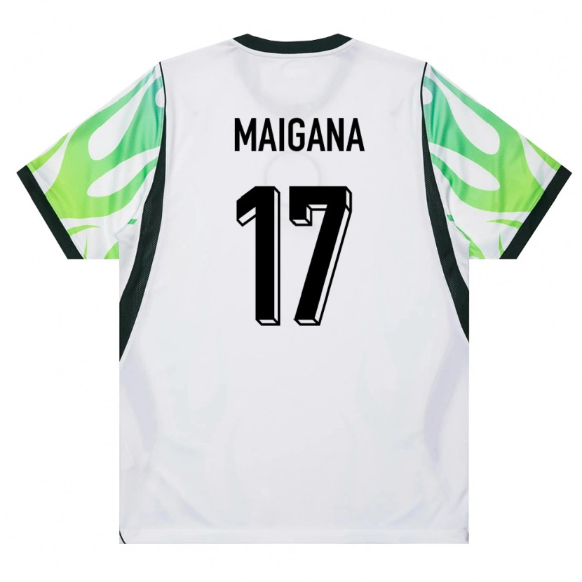 Danxen Mujer Camiseta Nigeria Tahir Maigana #17 Blanco Verde 2ª Equipación 26-28 La Camisa México