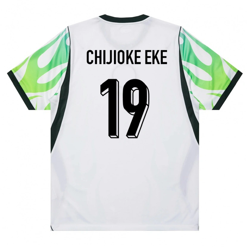 Danxen Mujer Camiseta Nigeria Light Chijioke Eke #19 Blanco Verde 2ª Equipación 26-28 La Camisa México