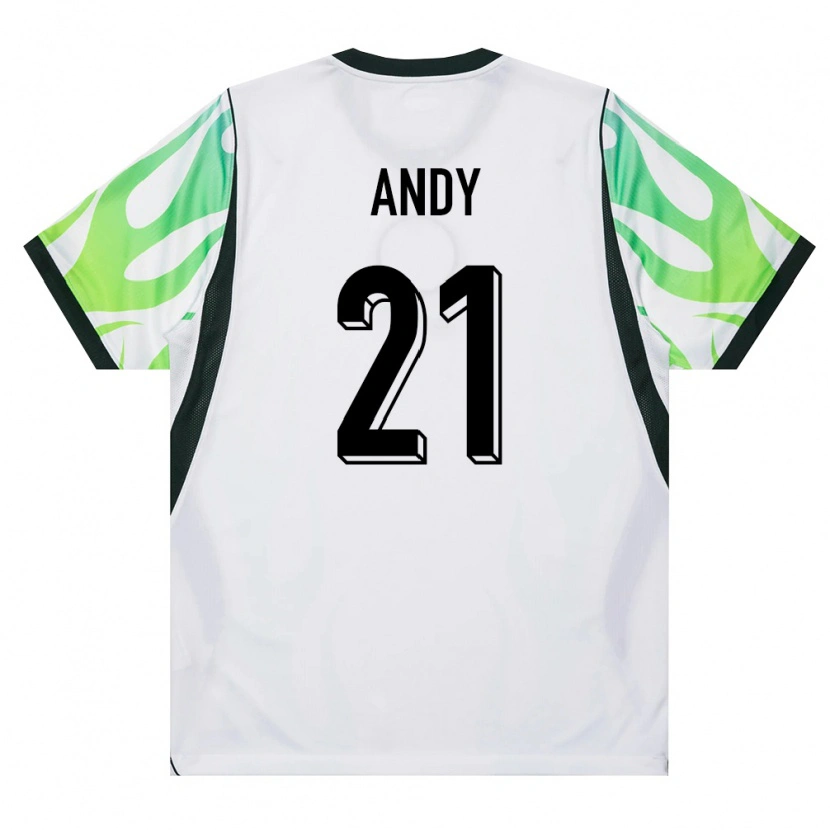 Danxen Mujer Camiseta Nigeria Ezekiel Andy #21 Blanco Verde 2ª Equipación 26-28 La Camisa México