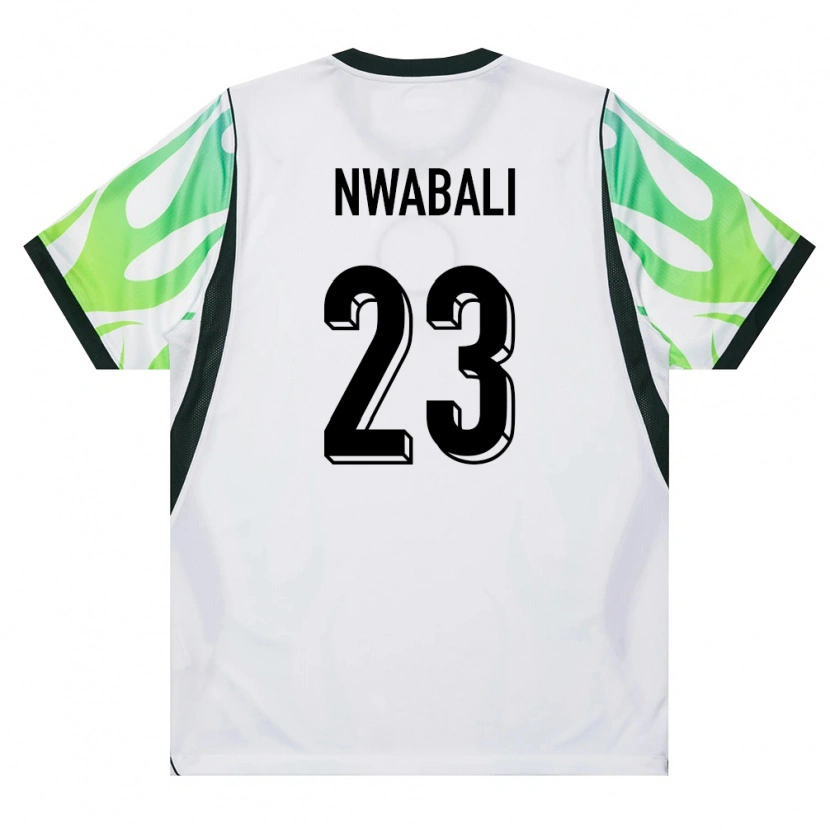 Danxen Mujer Camiseta Nigeria Stanley Nwabali #23 Blanco Verde 2ª Equipación 26-28 La Camisa México