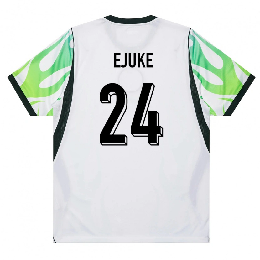 Danxen Mujer Camiseta Nigeria Chidera Ejuke #24 Blanco Verde 2ª Equipación 26-28 La Camisa México