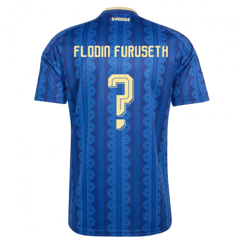 Danxen Mujer Camiseta Suecia Toste Flodin Furuseth #0 Azul Amarillo Marino 2ª Equipación 26-28 La Camisa México