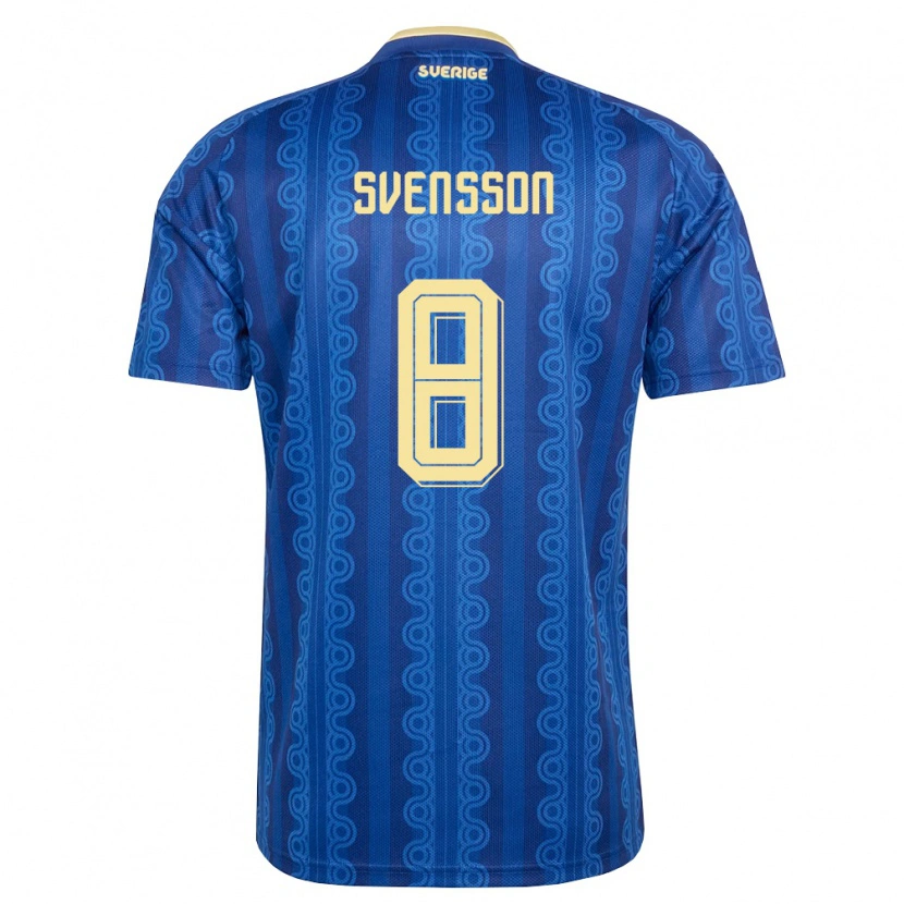 Danxen Mujer Camiseta Suecia Daniel Svensson #8 Azul Amarillo Marino 2ª Equipación 26-28 La Camisa México