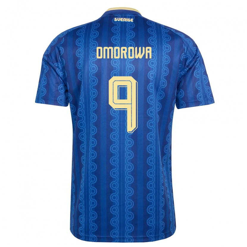 Danxen Mujer Camiseta Suecia Richie Omorowa #9 Azul Amarillo Marino 2ª Equipación 26-28 La Camisa México