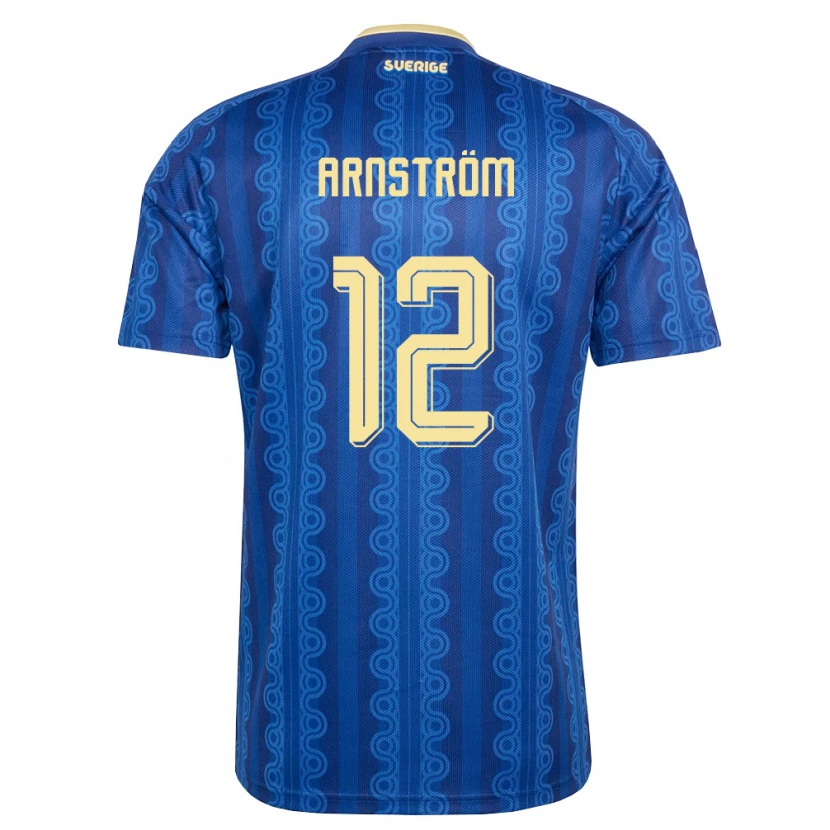 Danxen Mujer Camiseta Suecia Vincent Arnström #12 Azul Amarillo Marino 2ª Equipación 26-28 La Camisa México
