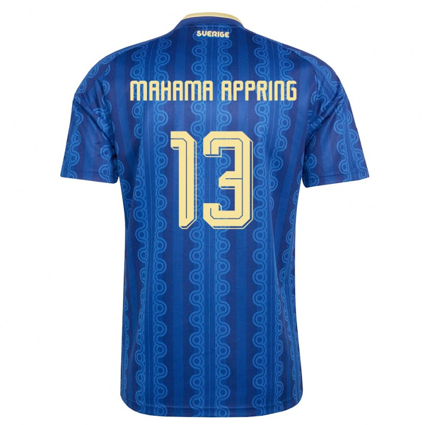 Danxen Mujer Camiseta Suecia Elliot Mahama Appring #13 Azul Amarillo Marino 2ª Equipación 26-28 La Camisa México