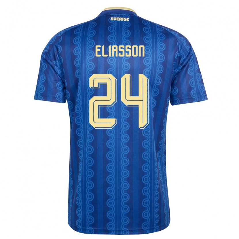 Danxen Mujer Camiseta Suecia Niclas Eliasson #24 Azul Amarillo Marino 2ª Equipación 26-28 La Camisa México