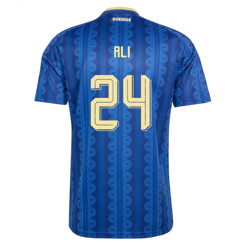 Danxen Mujer Camiseta Suecia Taha Ali #24 Azul Amarillo Marino 2ª Equipación 26-28 La Camisa México