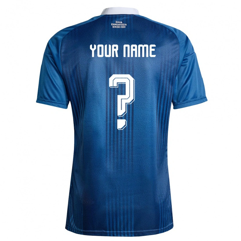 Danxen Mujer Camiseta Grecia Su Nombre #0 Marino Azul Blanco 2ª Equipación 26-28 La Camisa México