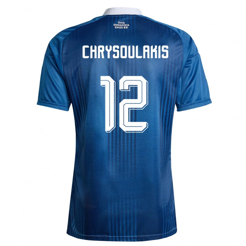 Danxen Mujer Camiseta Grecia Giannis Chrysoulakis #12 Marino Azul Blanco 2ª Equipación 26-28 La Camisa México