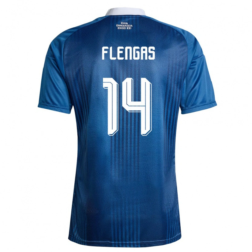 Danxen Mujer Camiseta Grecia Athanasios Flengas #14 Marino Azul Blanco 2ª Equipación 26-28 La Camisa México