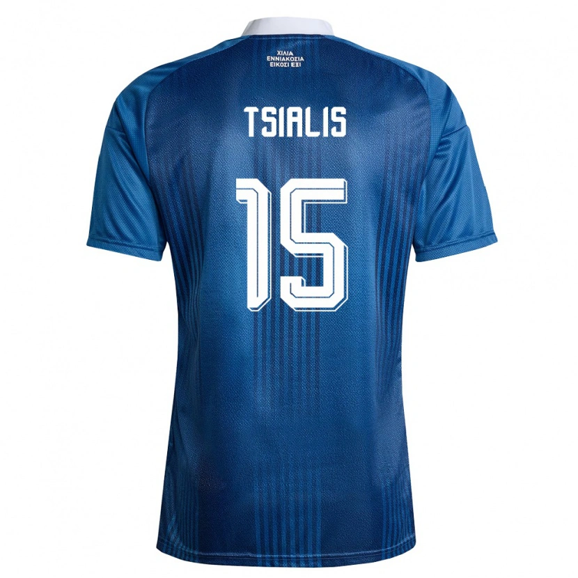 Danxen Mujer Camiseta Grecia Giannis Tsialis #15 Marino Azul Blanco 2ª Equipación 26-28 La Camisa México