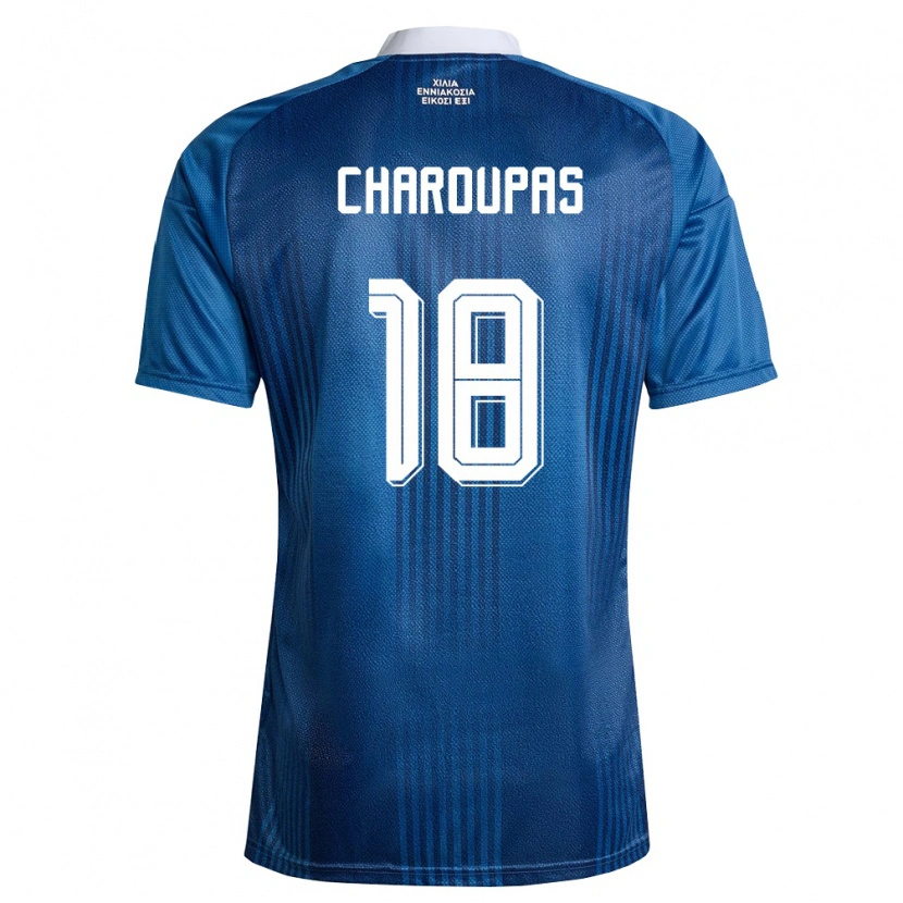 Danxen Mujer Camiseta Grecia Konstantinos Charoupas #18 Marino Azul Blanco 2ª Equipación 26-28 La Camisa México
