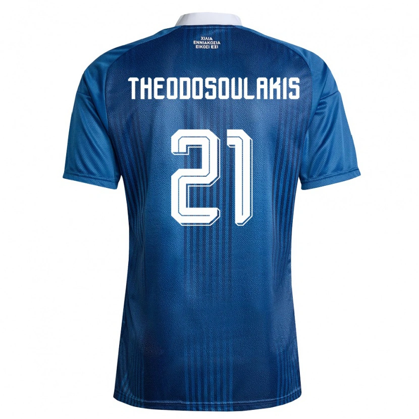 Danxen Mujer Camiseta Grecia Giannis Theodosoulakis #21 Marino Azul Blanco 2ª Equipación 26-28 La Camisa México