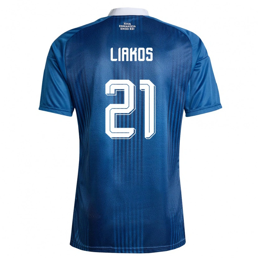 Danxen Mujer Camiseta Grecia Angelos Liakos #21 Marino Azul Blanco 2ª Equipación 26-28 La Camisa México