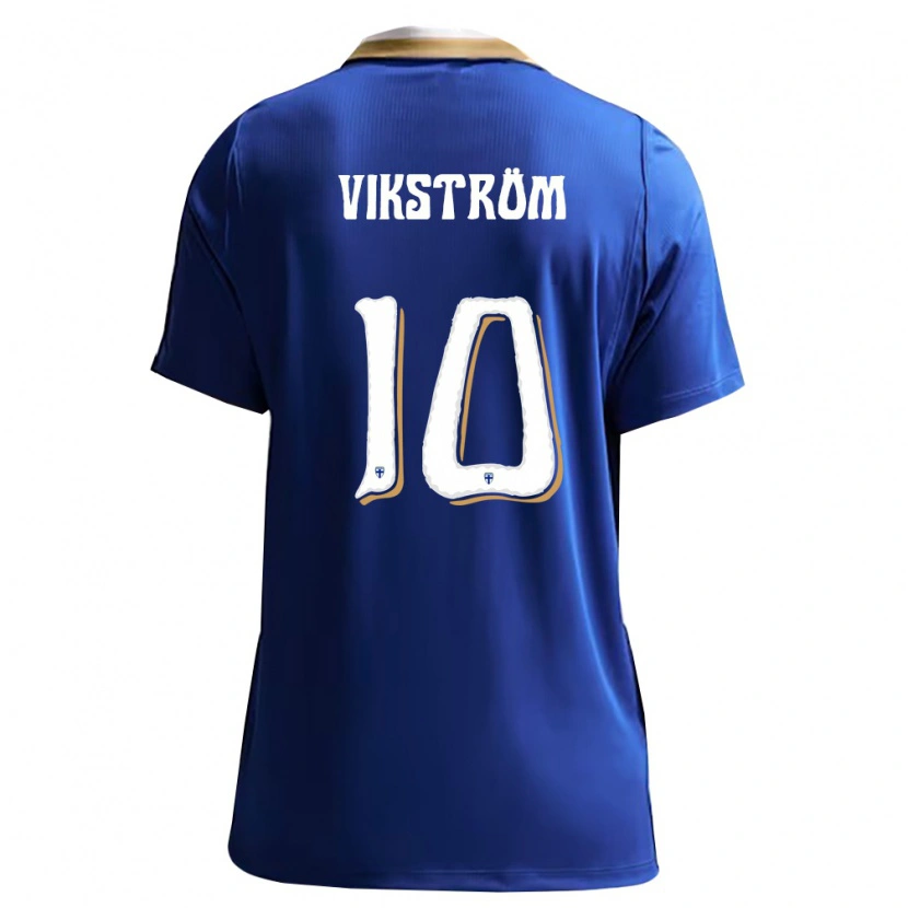 Danxen Mujer Camiseta Finlandia Rudi Vikström #10 Azul Blanco 2ª Equipación 26-28 La Camisa México