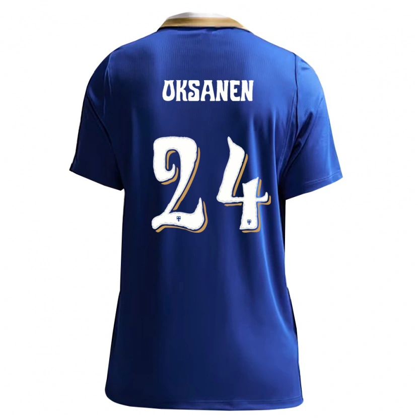 Danxen Mujer Camiseta Finlandia Jaakko Oksanen #24 Azul Blanco 2ª Equipación 26-28 La Camisa México