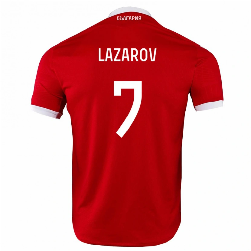 Danxen Mujer Camiseta Bulgaria Georgi Lazarov #7 Rojo Blanco 2ª Equipación 26-28 La Camisa México