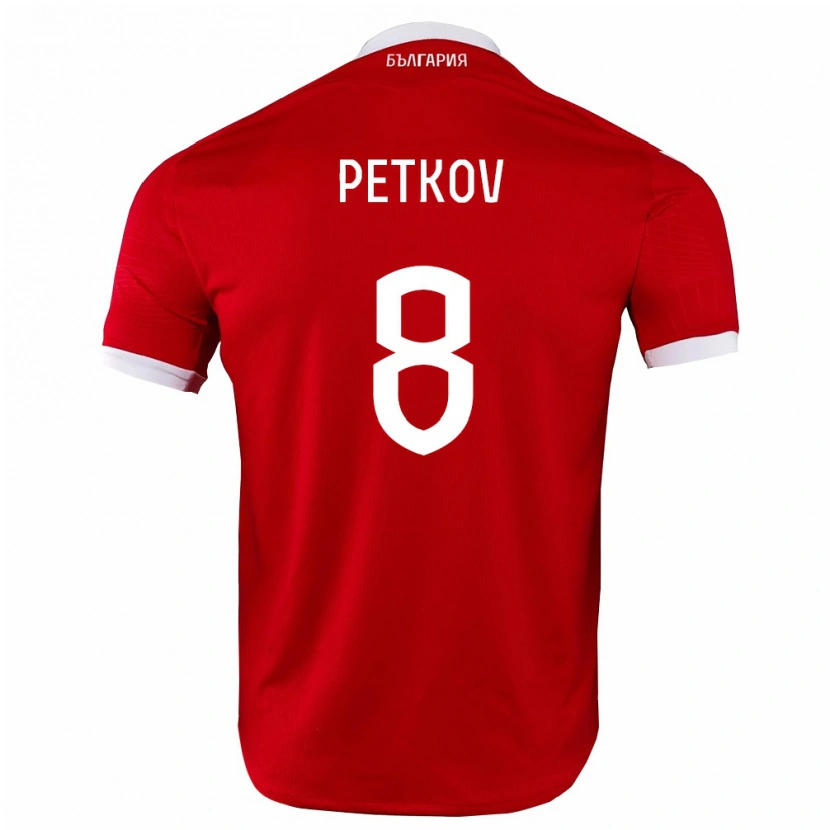 Danxen Mujer Camiseta Bulgaria Martin Petkov #8 Rojo Blanco 2ª Equipación 26-28 La Camisa México