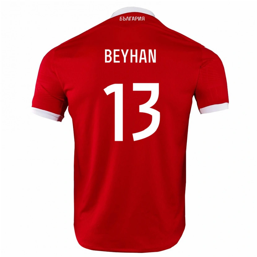 Danxen Mujer Camiseta Bulgaria Berk Beyhan #13 Rojo Blanco 2ª Equipación 26-28 La Camisa México