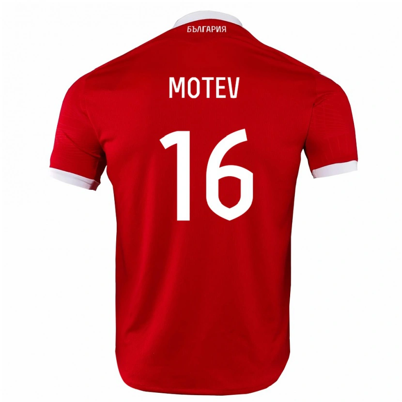 Danxen Mujer Camiseta Bulgaria Ivo Motev #16 Rojo Blanco 2ª Equipación 26-28 La Camisa México