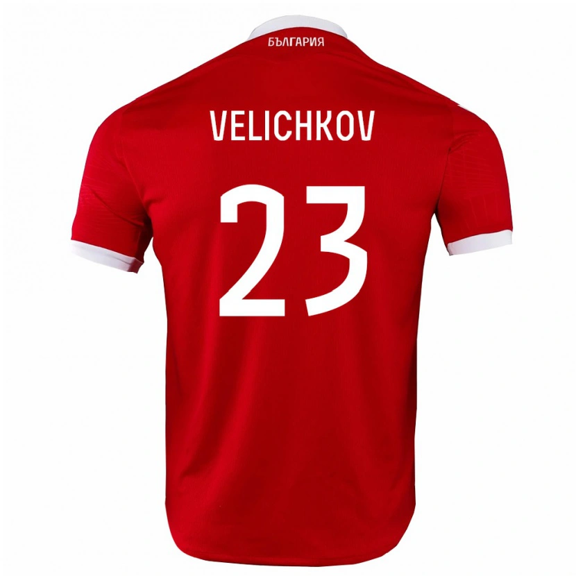 Danxen Mujer Camiseta Bulgaria Martin Velichkov #23 Rojo Blanco 2ª Equipación 26-28 La Camisa México