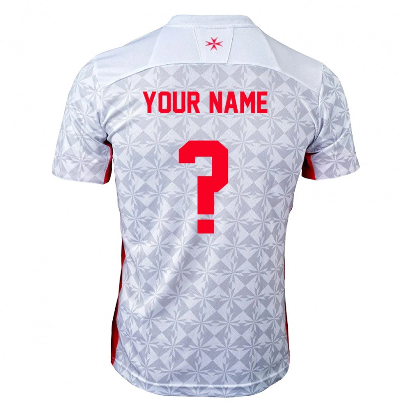 Danxen Mujer Camiseta Malta Su Nombre #0 Gris Blanco Rojo 2ª Equipación 26-28 La Camisa México