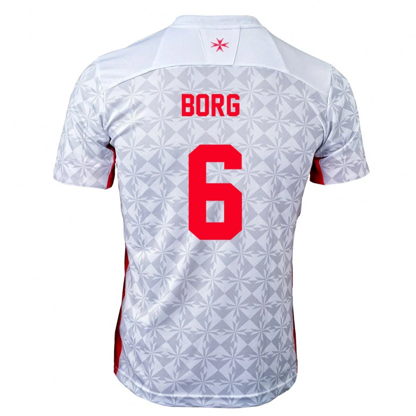 Danxen Mujer Camiseta Malta Andy Borg #6 Gris Blanco Rojo 2ª Equipación 26-28 La Camisa México