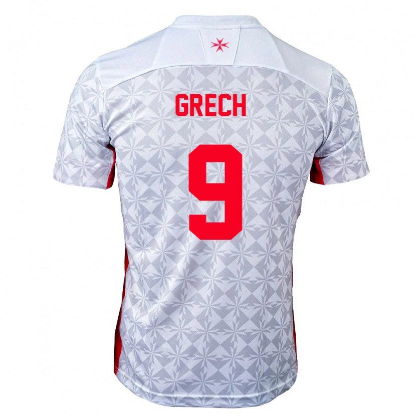 Danxen Mujer Camiseta Malta Jake Grech #9 Gris Blanco Rojo 2ª Equipación 26-28 La Camisa México