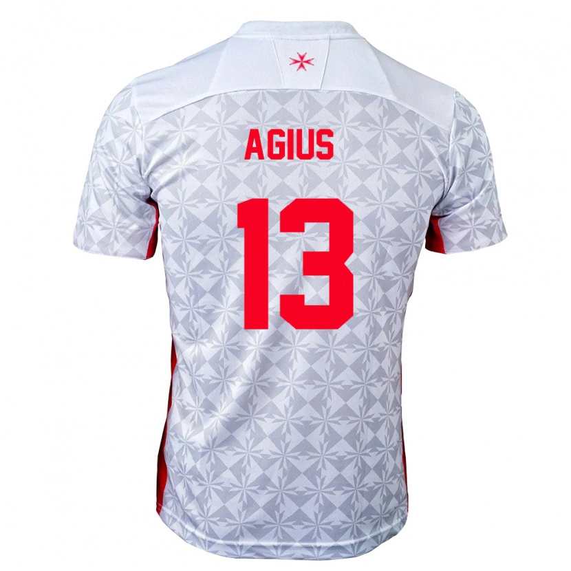 Danxen Mujer Camiseta Malta Aiden Agius #13 Gris Blanco Rojo 2ª Equipación 26-28 La Camisa México