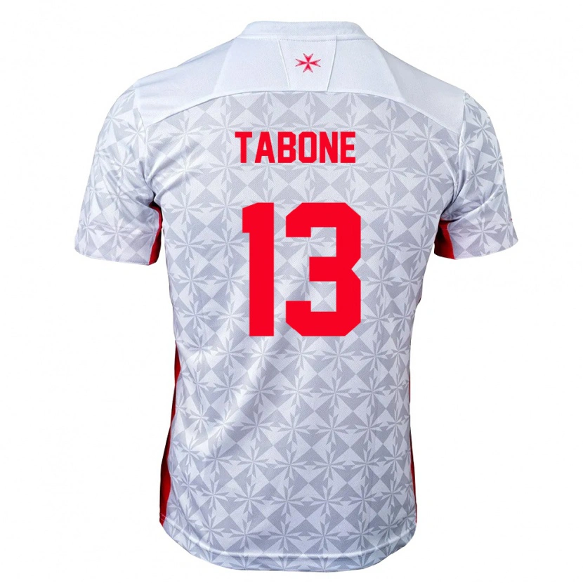 Danxen Mujer Camiseta Malta Jayden Tabone #13 Gris Blanco Rojo 2ª Equipación 26-28 La Camisa México