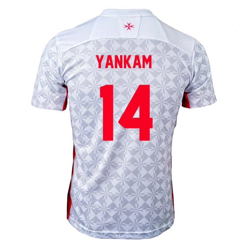 Danxen Mujer Camiseta Malta Yannick Yankam #14 Gris Blanco Rojo 2ª Equipación 26-28 La Camisa México