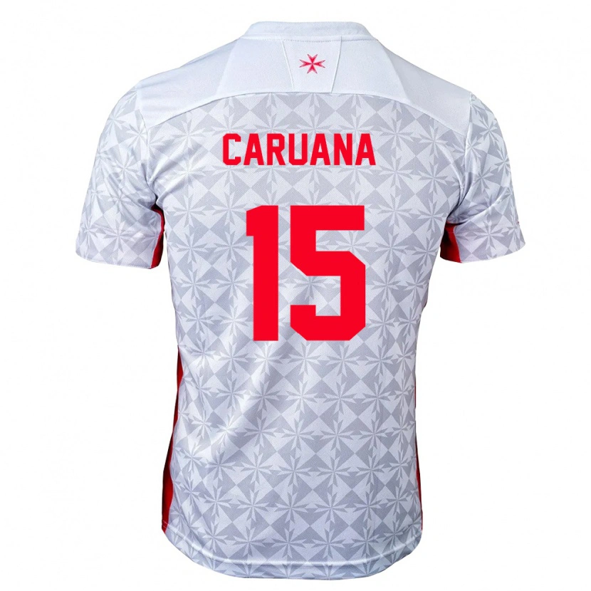 Danxen Mujer Camiseta Malta Jamie Caruana #15 Gris Blanco Rojo 2ª Equipación 26-28 La Camisa México