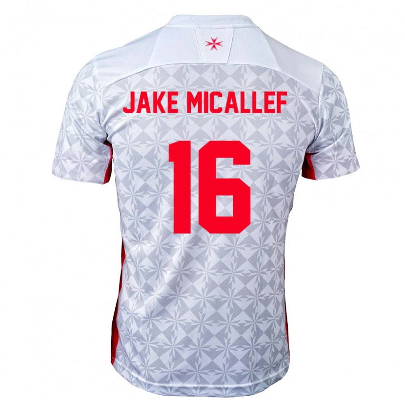 Danxen Mujer Camiseta Malta Jake Micallef #16 Gris Blanco Rojo 2ª Equipación 26-28 La Camisa México