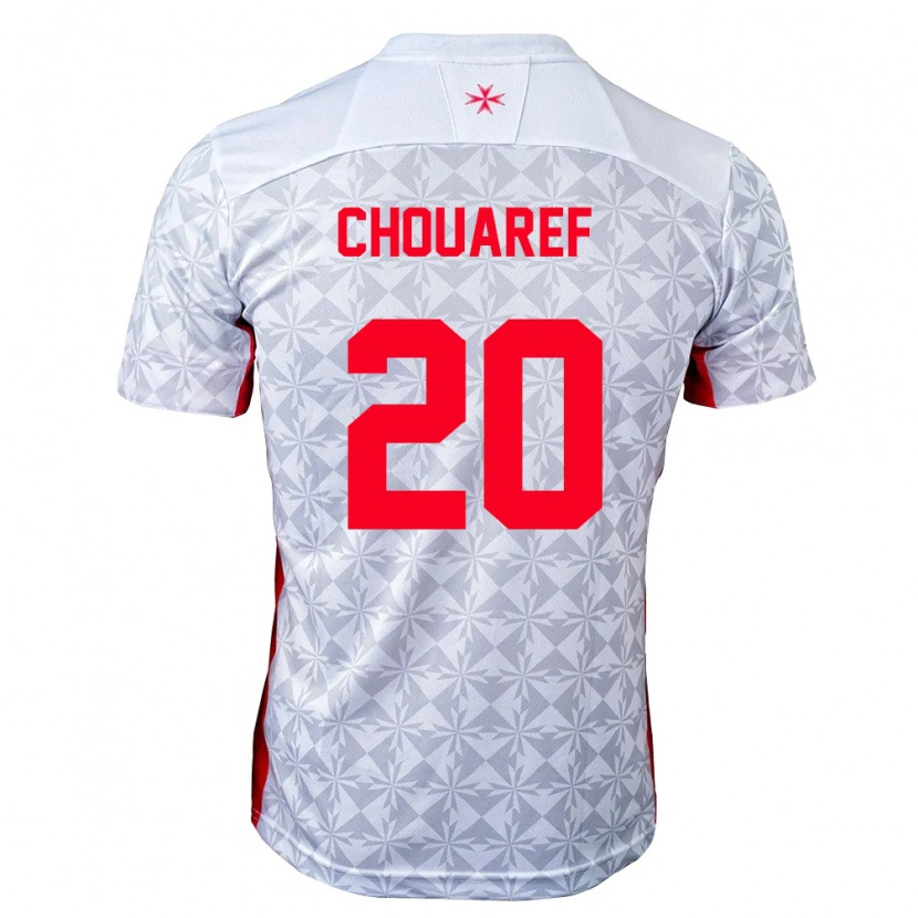 Danxen Mujer Camiseta Malta Ilyas Chouaref #20 Gris Blanco Rojo 2ª Equipación 26-28 La Camisa México