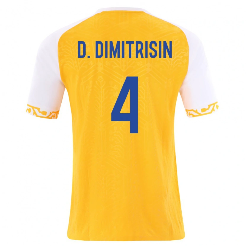 Danxen Mujer Camiseta Moldavia David Dimitrișin #4 Amarillo Blanco 2ª Equipación 26-28 La Camisa México
