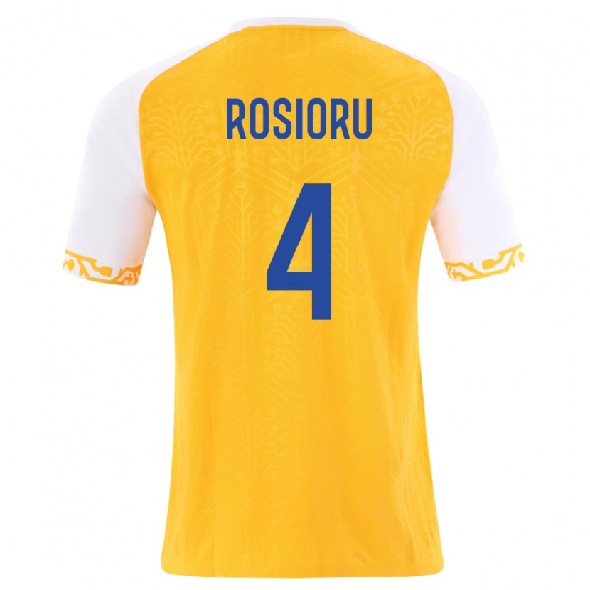 Danxen Mujer Camiseta Moldavia Marius-Nicolae Rosioru #4 Amarillo Blanco 2ª Equipación 26-28 La Camisa México