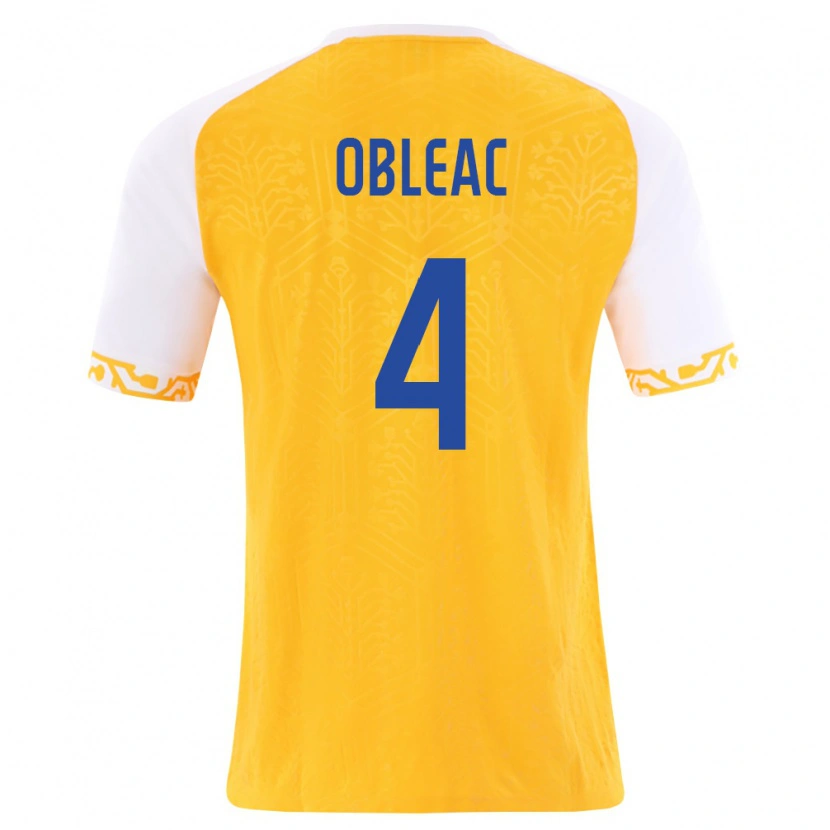 Danxen Mujer Camiseta Moldavia Matteo Obleac #4 Amarillo Blanco 2ª Equipación 26-28 La Camisa México