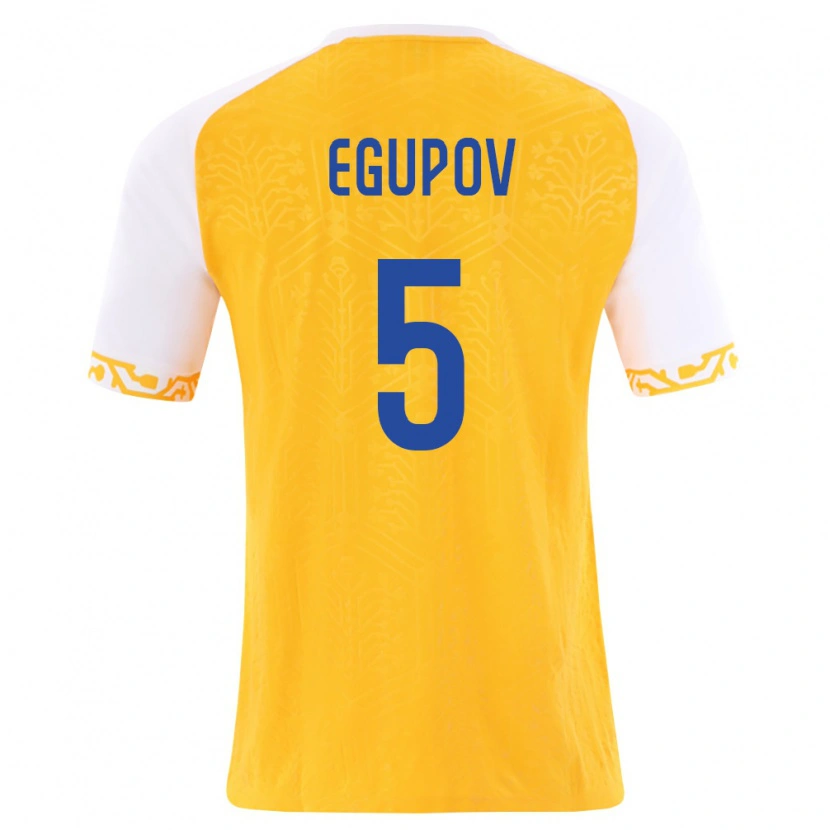 Danxen Mujer Camiseta Moldavia Alexandr Egupov #5 Amarillo Blanco 2ª Equipación 26-28 La Camisa México