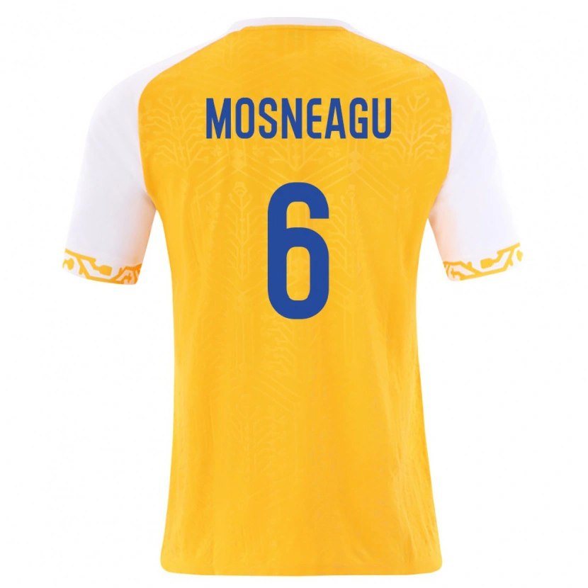 Danxen Mujer Camiseta Moldavia Gheorghe Mosneagu #6 Amarillo Blanco 2ª Equipación 26-28 La Camisa México