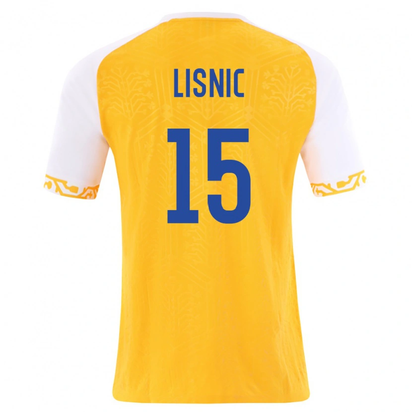 Danxen Mujer Camiseta Moldavia Chiril Lisnic #15 Amarillo Blanco 2ª Equipación 26-28 La Camisa México