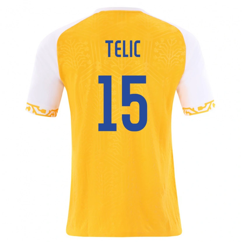 Danxen Mujer Camiseta Moldavia Nicolae Telic #15 Amarillo Blanco 2ª Equipación 26-28 La Camisa México