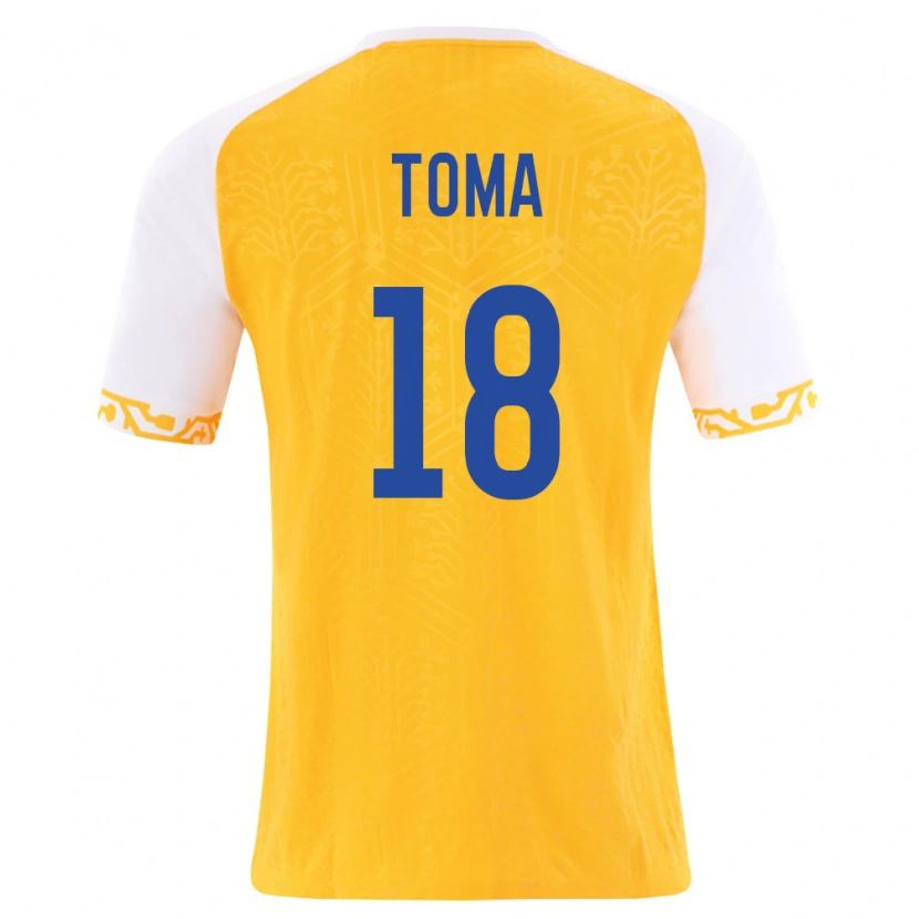 Danxen Mujer Camiseta Moldavia Andy Toma #18 Amarillo Blanco 2ª Equipación 26-28 La Camisa México